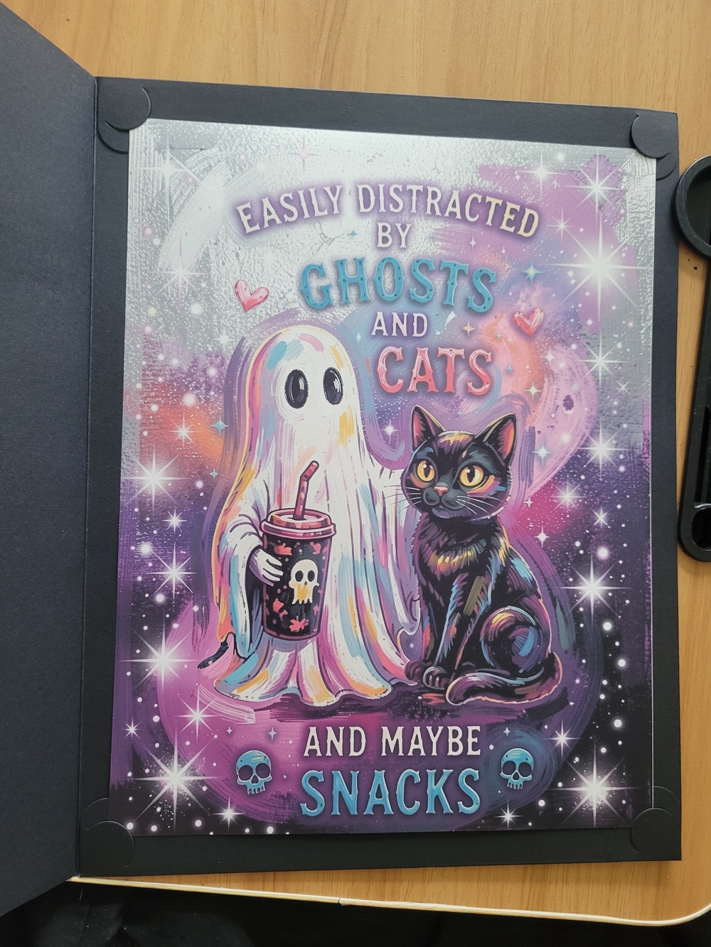 👻BUY 1 GET 1 FREE👻 Easily Distracted by Ghosts and Cats Poster - Purple